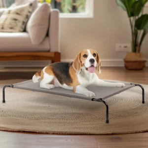 Elevated Cooling Dog Bed for Large Dogs – Waterproof Outdoor Raised Pet Cot with Steel Frame
