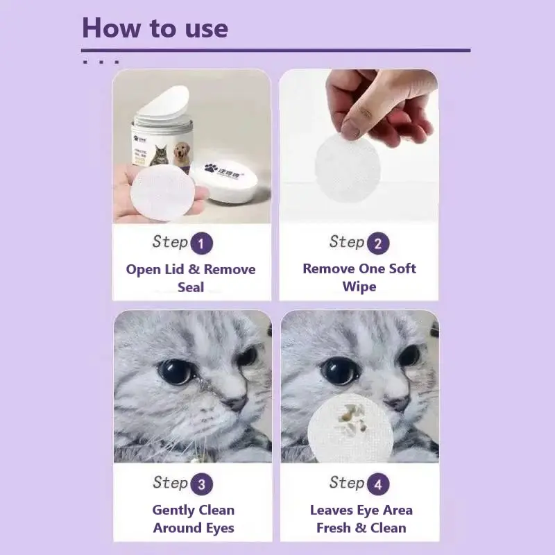 Gentle Pet Eye Wipes for Dogs & Cats – 200 Count - Image 3