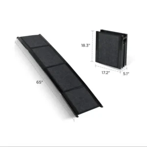 Heavy Duty Folding Dog Ramp for Cars & SUVs – Non-Slip Aluminum Pet Ramp Up to 250 lbs (65” Portable Design)