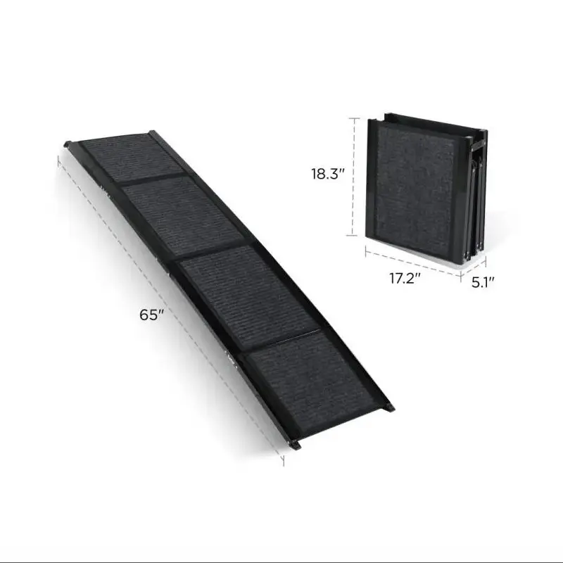 Heavy Duty Folding Dog Ramp for Cars & SUVs – Non-Slip Aluminum Pet Ramp Up to 250 lbs (65” Portable Design)