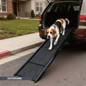 Heavy Duty Folding Dog Ramp for Cars & SUVs – Non-Slip Aluminum Pet Ramp Up to 250 lbs (65” Portable Design)