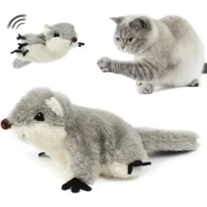 Interactive Flapping Squirrel Cat Toy – USB Rechargeable Motion Activated Plush Toy