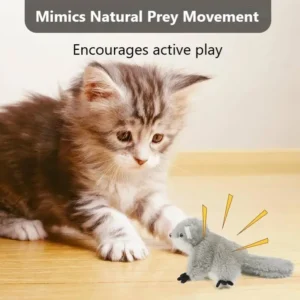 Interactive Flapping Squirrel Cat Toy – USB Rechargeable Motion Activated Plush Toy