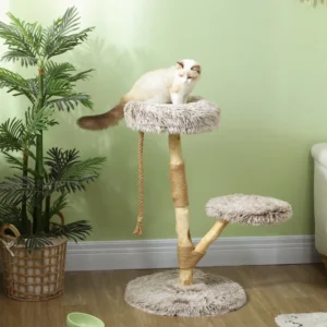 Modern 35” Indoor Cat Tree with Scratching Post, Bed & Toy