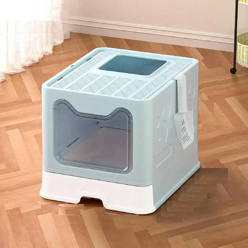 Modern Enclosed Cat Litter Box with Scoop & Litter Catching Lid - Image 2