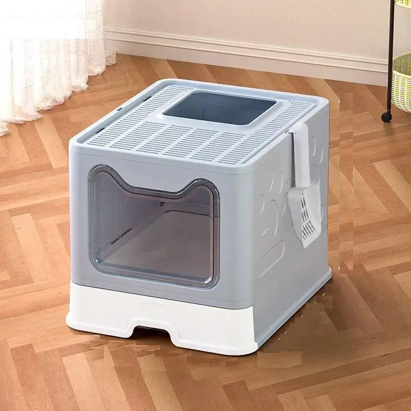 Modern Enclosed Cat Litter Box with Scoop & Litter Catching Lid - Image 3