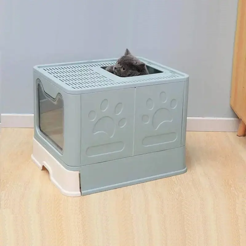 Modern Enclosed Cat Litter Box with Scoop & Litter Catching Lid