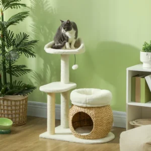 Multi-Level Cat Tree Tower with Condo, Scratching Posts & Hanging Toy – Indoor Cat Activity Center