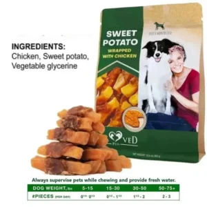 Natural Dog Chew Treats – Sweet Potato Wrapped with Chicken | Grain-Free Training Snacks