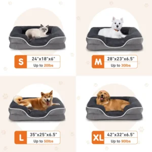 Orthopedic Memory Foam Dog Bed with Waterproof Liner & Washable Cover – Anti-Slip Comfort Pet Mattress