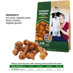 Peanut Butter Dog Chew Bones with Cranberry – Rawhide-Free Treats