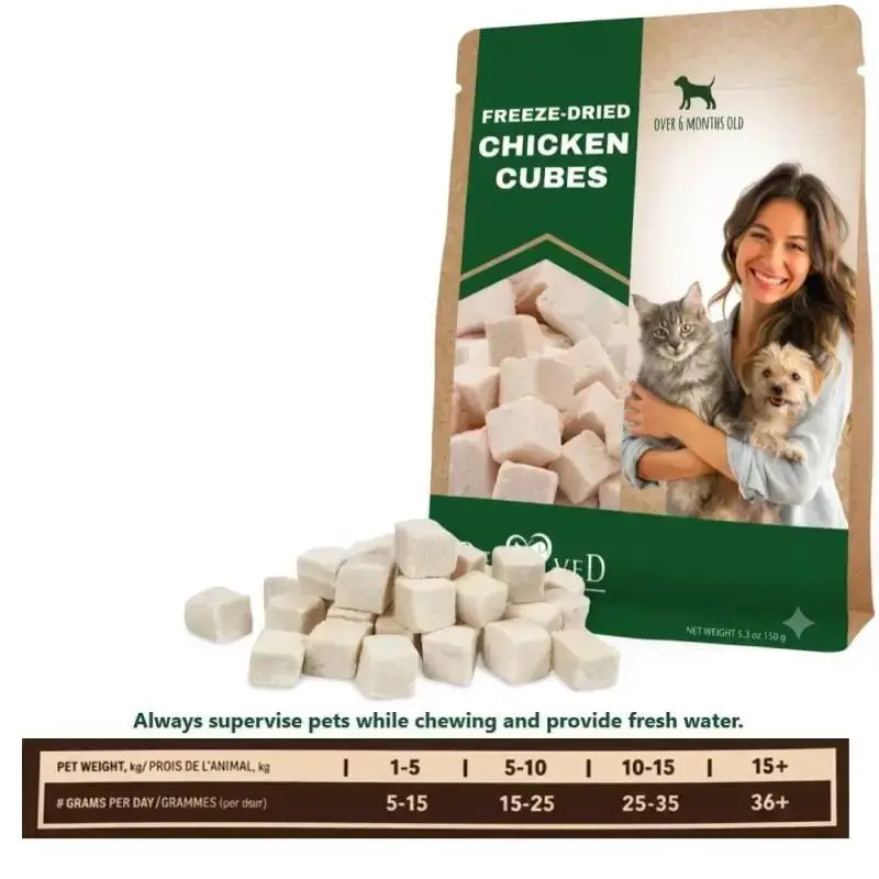 Freeze-Dried Chicken Cubes for Dogs & Cats – Natural Treats